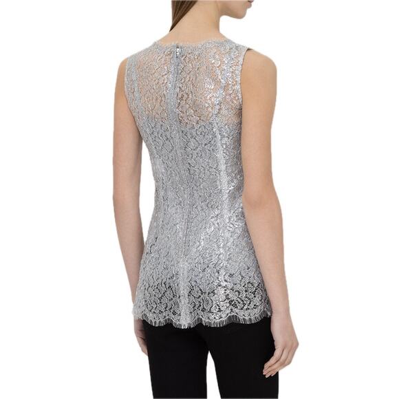 NWT Dolce & Gabbana Silver Lace Metallic Sleeveless Tank Top Blouse IT 44 L - Picture 3 of 10